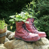 Pink boots as plant pot.