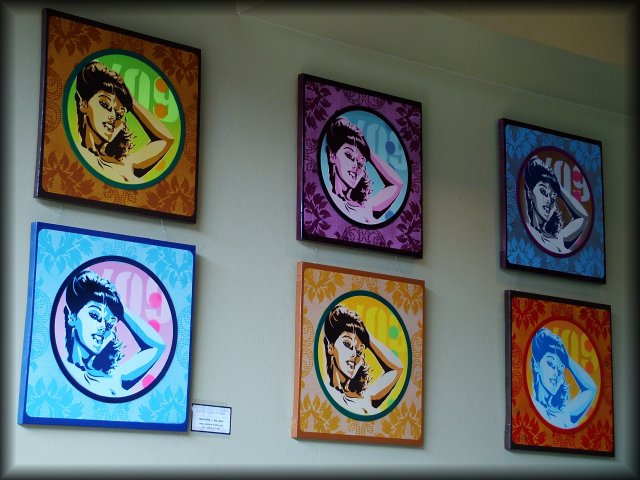 Paintings on the wall of a cafe