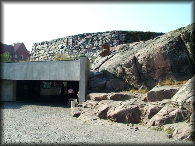 The entrance of Temppeliaukio Church, which is built partly underground.