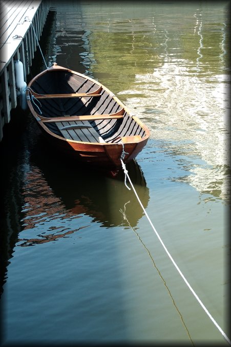 A row boat tethered