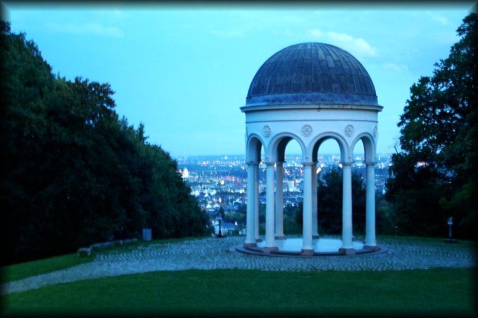 At dusk, Wiesbaden viewed from the Neroberg