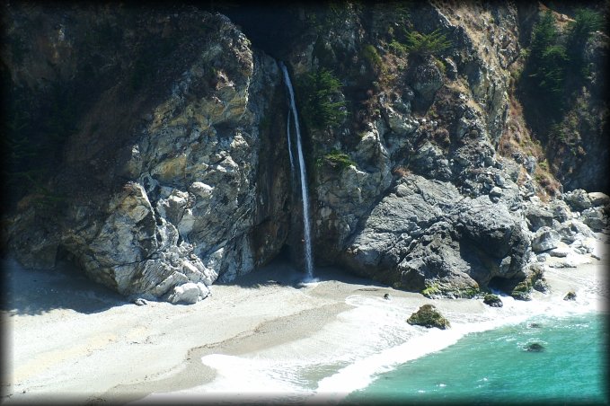McWay Waterfall is a 80-foot waterfall that drops from granite cliffs into the ocean. The beach is not accessible other than those who kayak there. 
