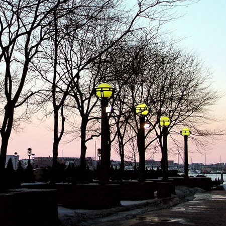 Four lampposts