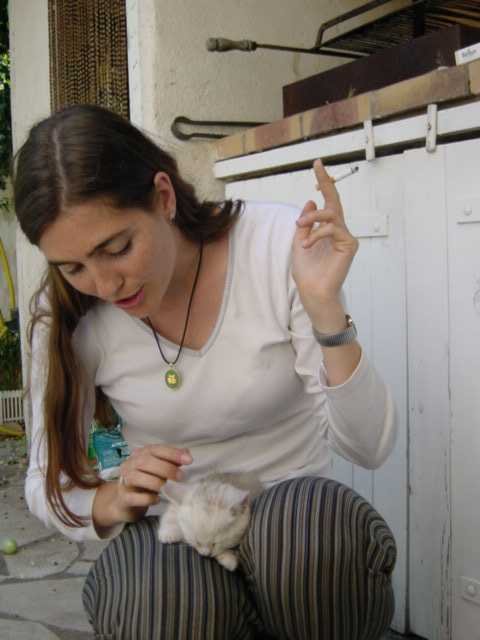 Emu sleeping on Coralie's lap