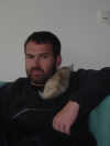 Emu on Daniel's shoulder