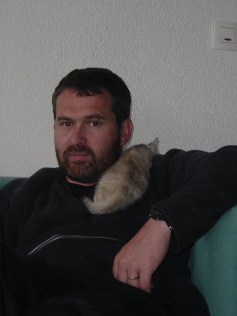 Emu on Daniel's shoulder