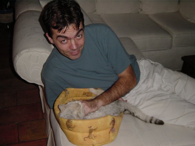 Steph stroking the cat