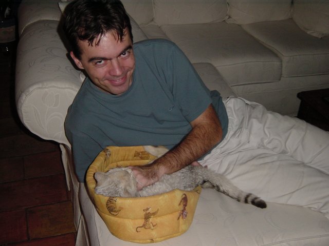 Steph stroking the cat
