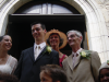 Alexandra, Nicolas, Evelyne et Guy devant l'eglise