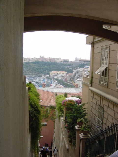 View on Monaco port from behind a bridge