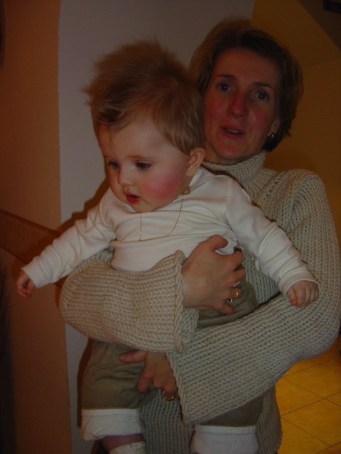 In the arms of Mum. Christine holding Alexis