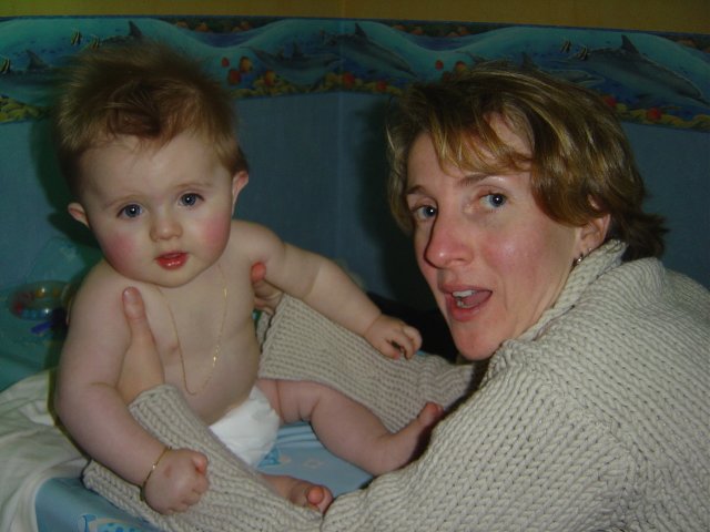 Christine holding Alexis