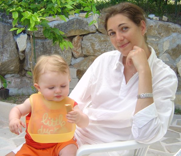 Alexis on Coralie's lap