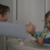 Christine helps Alexis finish the yoghurt (see, there's another one in the pipe)