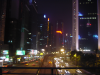 Night photograph of passing cars from a bridge