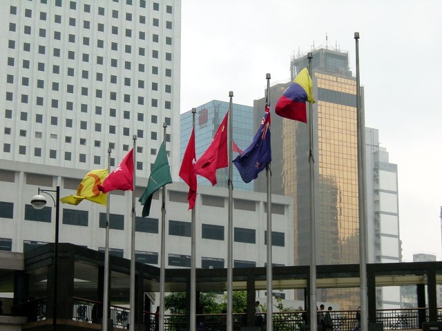 Flags in the wind