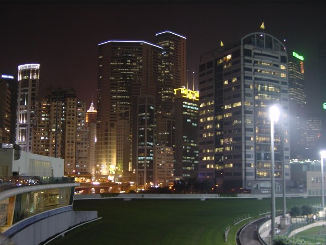 Buildings behind the turf
