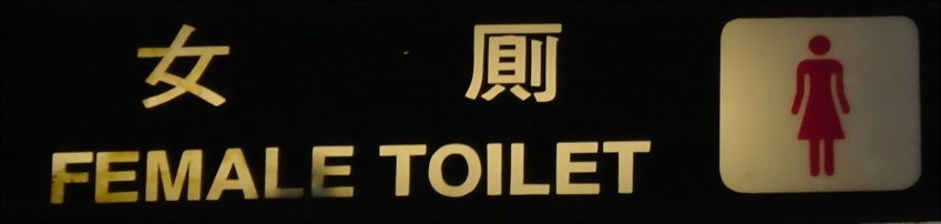 Sign saying "female toilet"