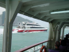 Hovercraft view from inside a ferry boat
