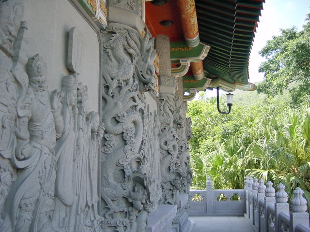 Dragon carvings on the wall of the monastery