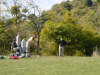Chris throwing, his team watching