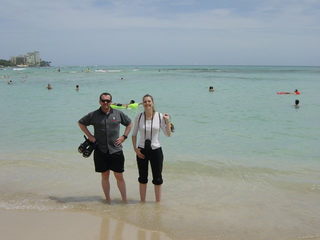 Daniel and Coralie, feet in the water