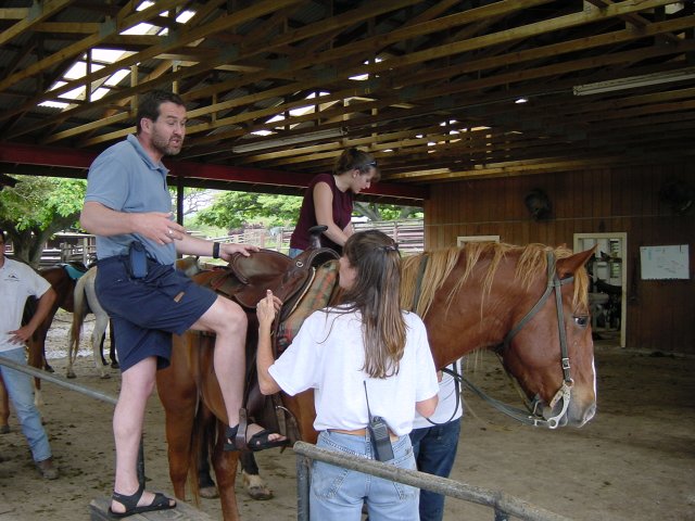 Daniel getting on the horse, step 1