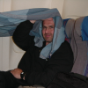 Daniel with a blanket over his head
