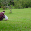Marie-Claire watching birds closely