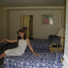 Caroline in our hotel room