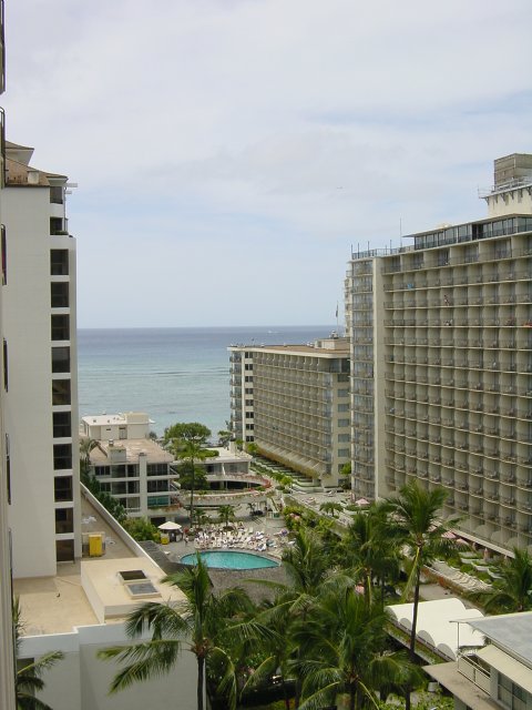 View on the ocean from the room of our first hotel