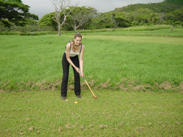 Coralie playing park golf