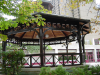 Kiosk between garden and registration area