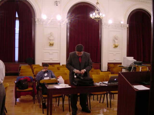 I'll let marie write the name of the guy getting ready for his speech in the event room (not sure he is Laszlo Kovacs)