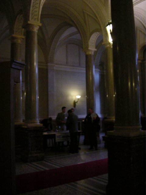 The welcome desk in the entrance hall