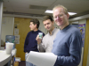 Rigo, Massimo and Bert near the coffee machine