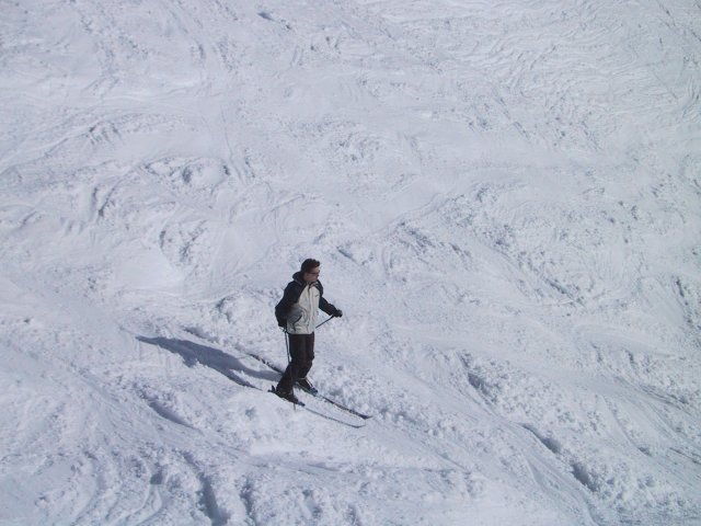 Pticul sur ses skis vu d'en haut