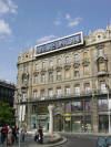 "Videoton" advertisement on top of an antique building