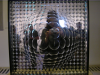 Mirror effect in a Vasarely sculpture
