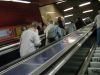 In the tube: people on the escalator