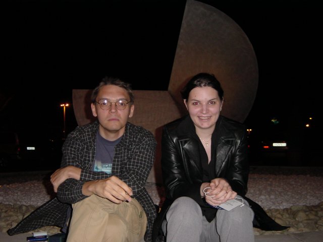 Max and Alex in front of the Novotel