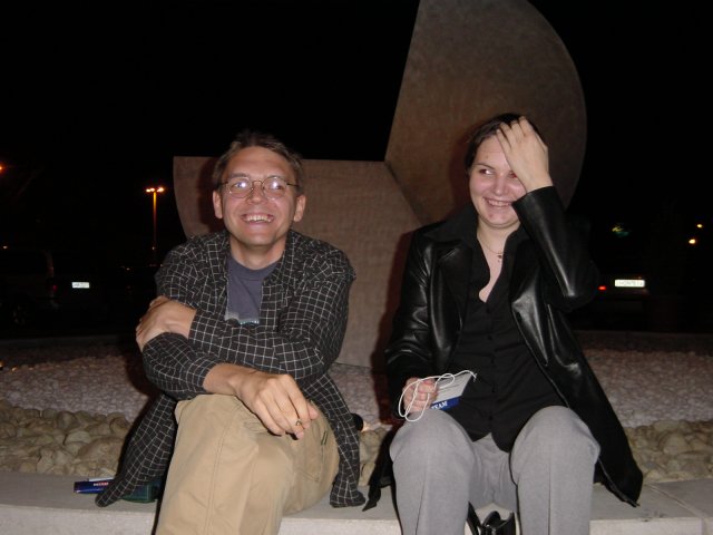 Max and Alex in front of the Novotel