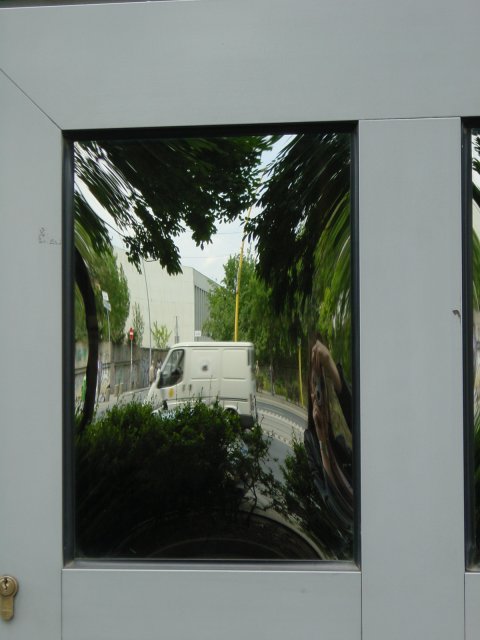 Reflection of a minivan