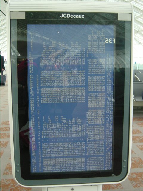 Blue screen :-)) on an advertisement in CDG airport