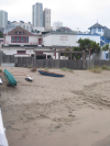 Beach and city buildings