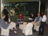 Ted, Stephane, Alexandra, Yves, Amy, Michael, Carine in the foyer of the 3rd floor