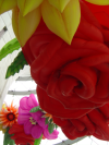 Inflated flowers dangling from the ceiling in the stairway to the Mori Art Museum