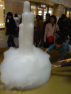 Bubble fountain and kids touching it