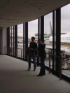 Karl and Alex in the corridor leading to the aircraft