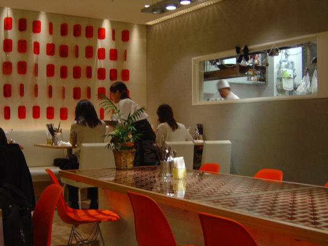 Inside of a Thai noodle restaurant